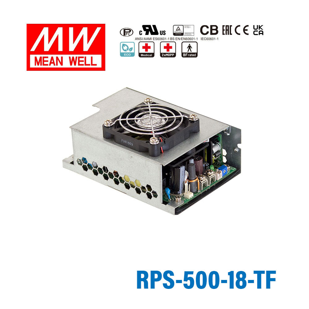 Mean Well RPS-500-18-TF Green Power Supply W 18V 27.8A - Medical Power Supply