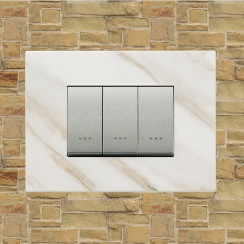 Vimar Eikon Marble 3 Gang Switch - White Calacatta - 16A - PHOTO 7