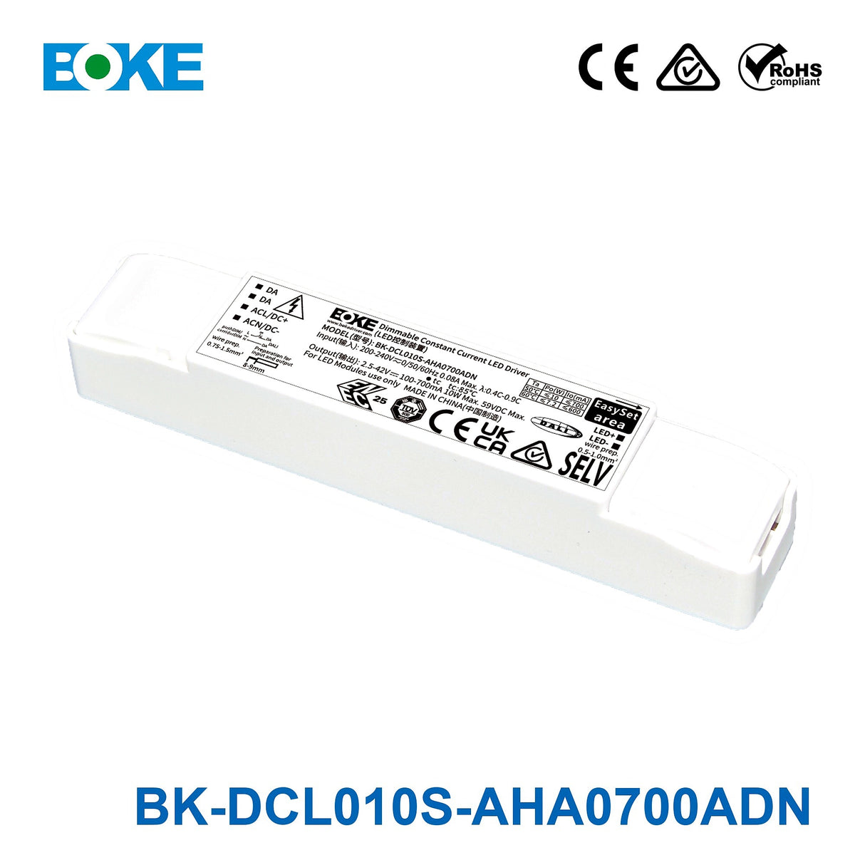 BOKE BK-DCL010S-AHA0700ADN 10W DALI-2 LED Driver