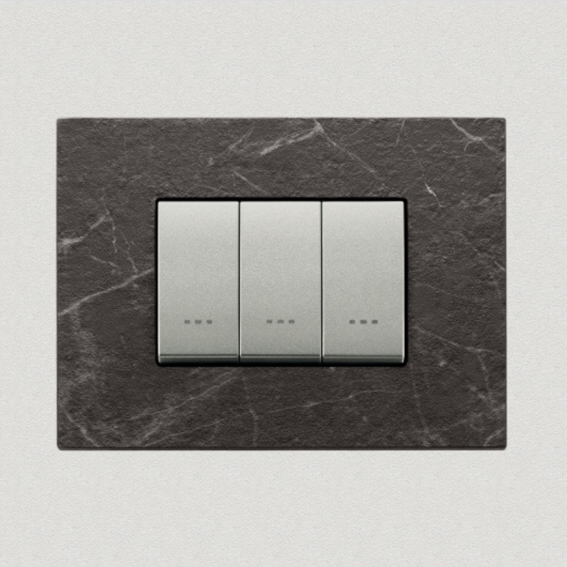 Vimar Eikon Marble 3 Gang Switch - Black Marquina - 16A - PHOTO 10