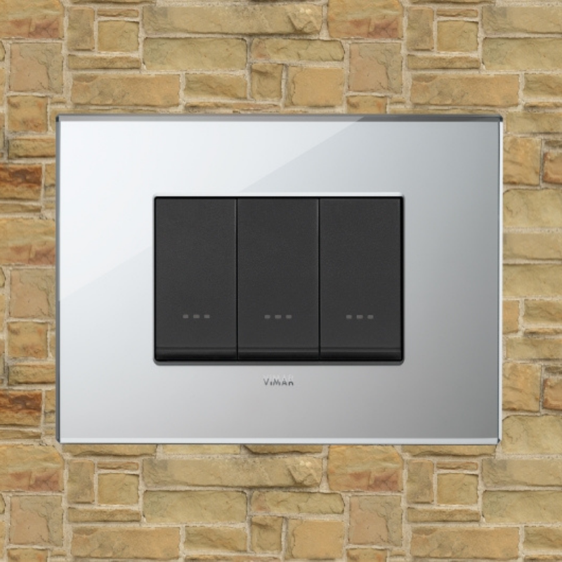 Vimar Eikon Glass 3 Gang Switch - Ice Silver - 16A - PHOTO 8