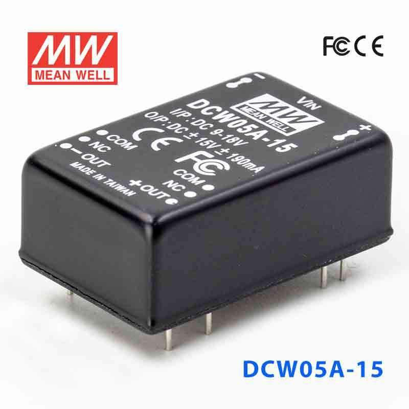 Mean Well DCW05A-15 DC-DC Converter - 5W - 9~18V in ±15V out