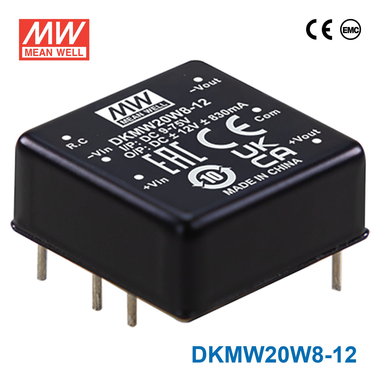 Mean Well DKMW20W8-12 20W DC-DC Converter ±12VDC 830mA