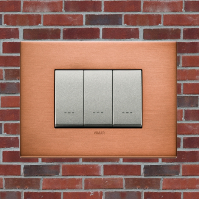 Vimar Eikon Metal 3 Gang Switch - Brushed Copper - 16A - PHOTO 10