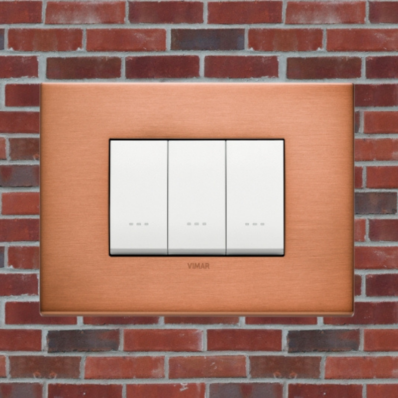 Vimar Eikon Metal 3 Gang Switch - Brushed Copper - 16A - PHOTO 9
