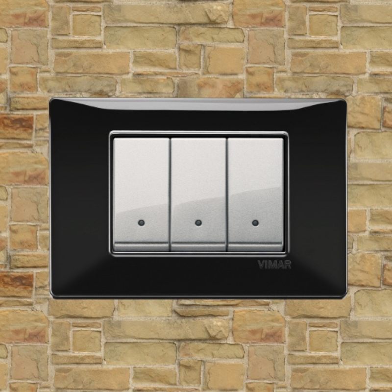 Vimar Plana Plastic 3 Gang Switch - Black - 16A - PHOTO 7
