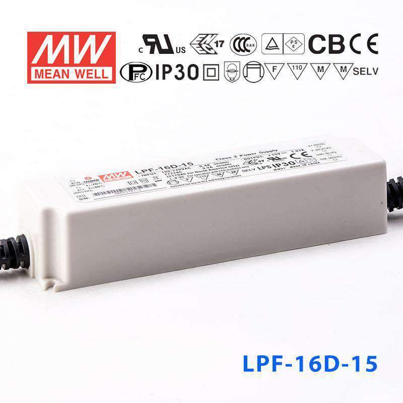 Mean Well LPF-16D-15 Power Supply 16W 15V - Dimmable