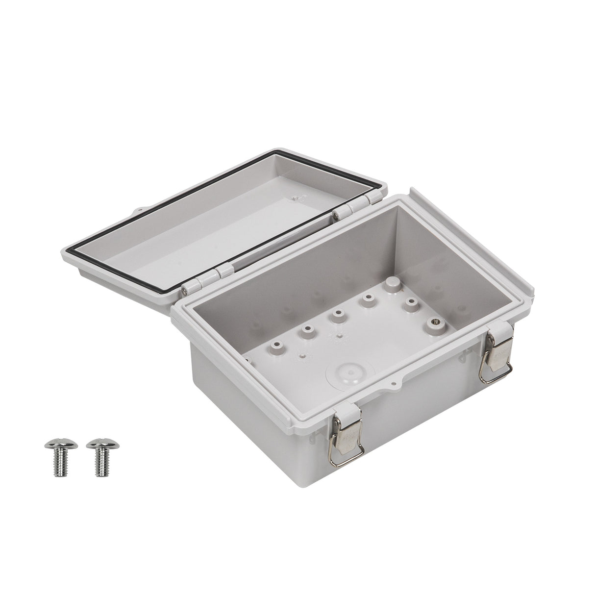 Boxco P-Series 135x185x85mm Plastic Enclosure, IP67, IK08, PC, Grey Cover, Molded Hinge and Latch Type - PHOTO 3