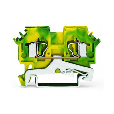 Wago 281-607 2-conductor Ground Terminal Block 4mm² Lateral Marker Slots for DIN-rail CAGE CLAMP® Green-Yellow