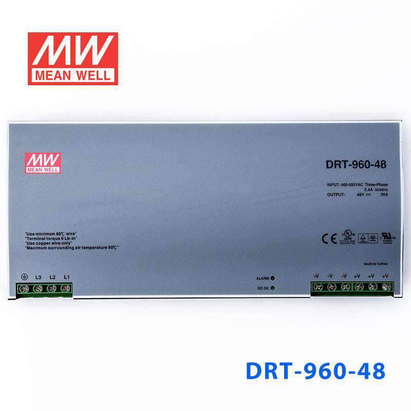 Mean Well DRT-960-48 Three Phase Industrial Power Supply 960W 48V - DIN Rail