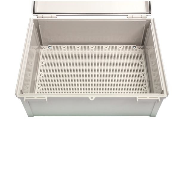Boxco Q-Series 300×300×160mm Plastic Enclosure, IP67, IK08, PC, Grey Cover, Plastic Hinge and Latch Type