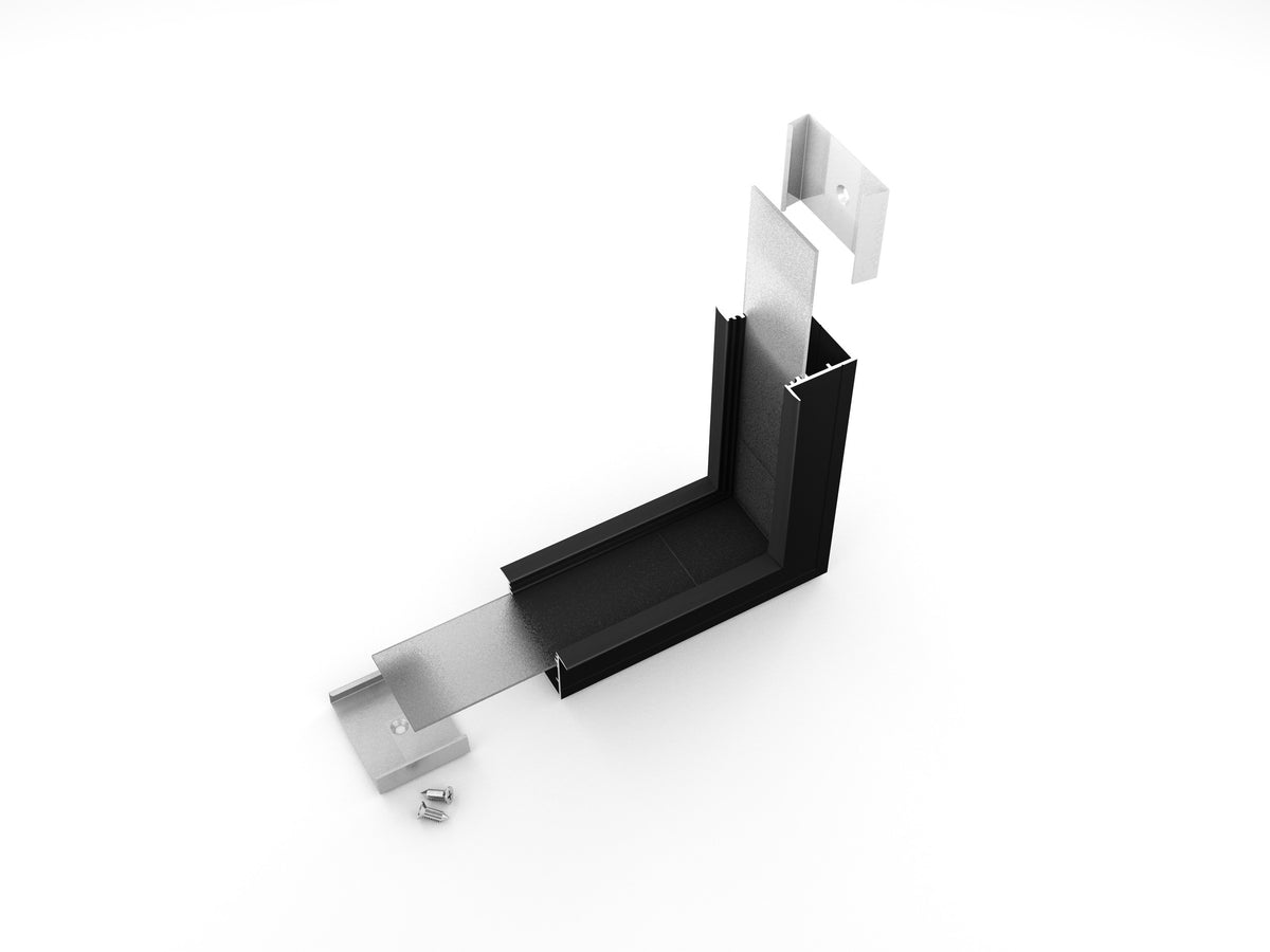 Archilight Vritos Alumnium Corner Joiner for Vario 02 - 44mm Width - 90 Degree - Black - Bent
