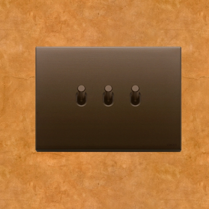 Vimar Eikon Vintage Metal 3 Gang Switch - Dark Bronze - 10A - PHOTO 1