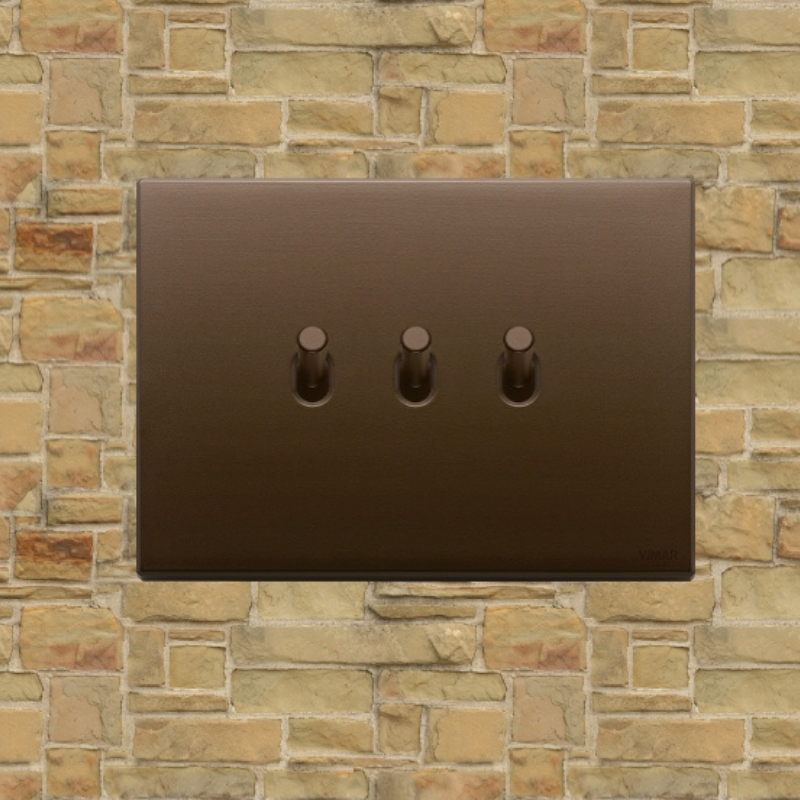 Vimar Eikon Vintage Metal 3 Gang Switch - Dark Bronze - 10A - PHOTO 2