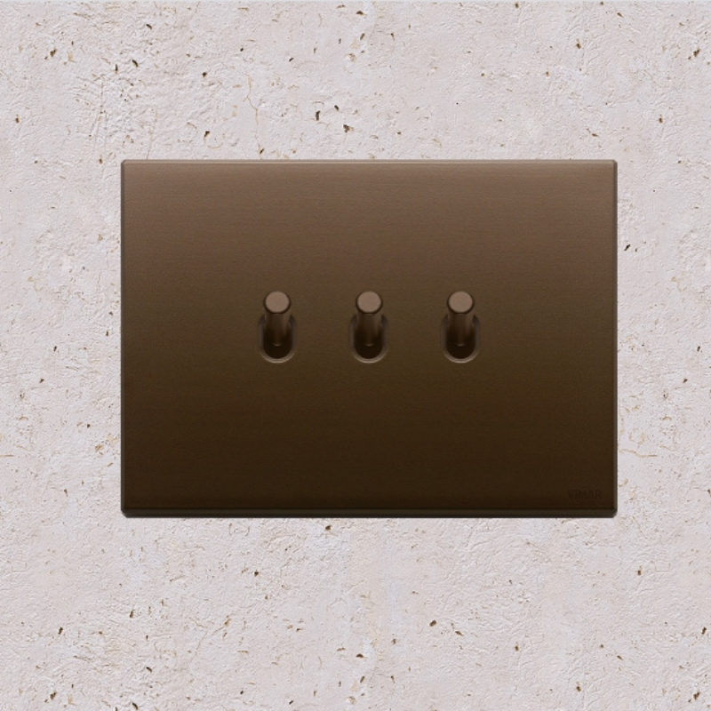 Vimar Eikon Vintage Metal 3 Gang Switch - Dark Bronze - 10A - PHOTO 4