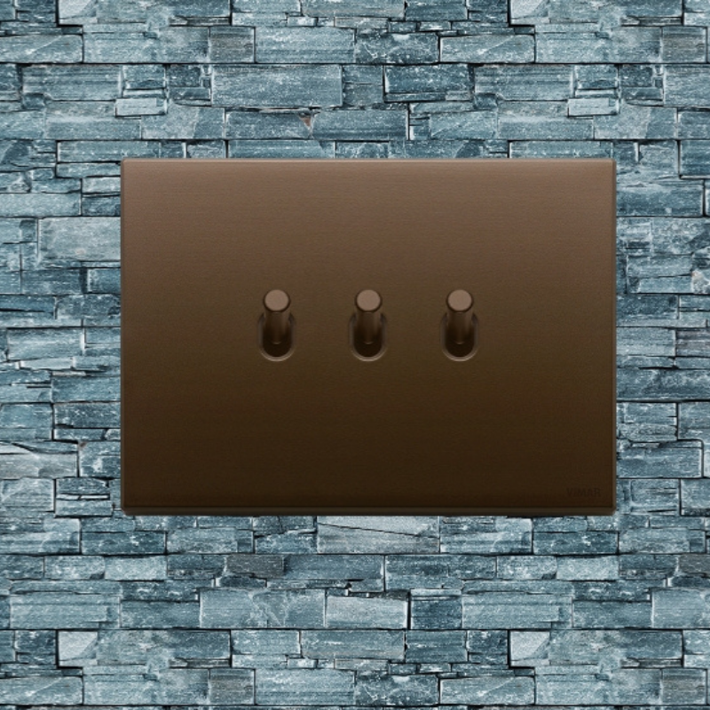 Vimar Eikon Vintage Metal 3 Gang Switch - Dark Bronze - 10A - PHOTO 6