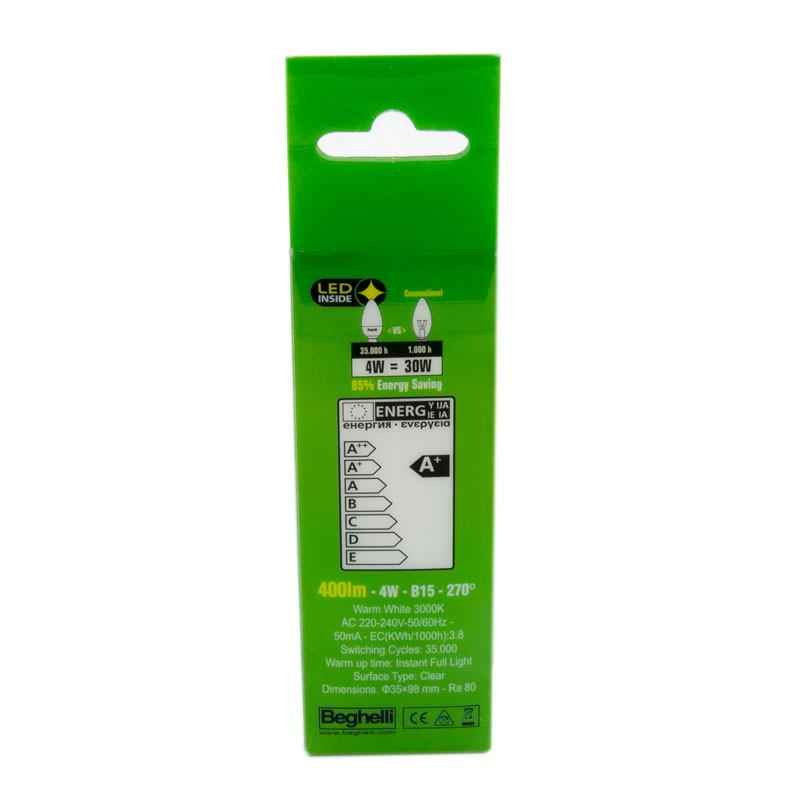 Beghelli LED B15 Candle Bulb, 4W - Frosted - PHOTO 3