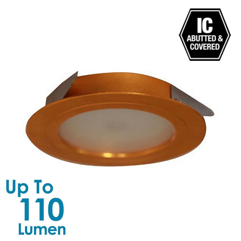 2W LED Low Profile Cabinet Light - Gold - Round - Natural White