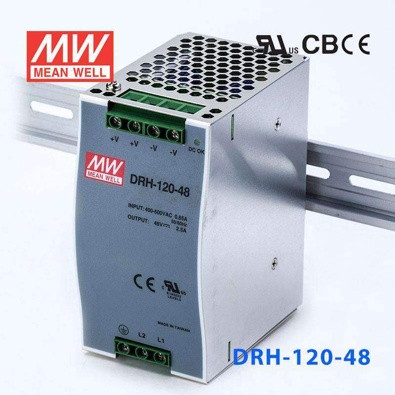 Mean Well DRH-120-48 Single Output Industrial Power Supply 120W 48V - DIN Rail