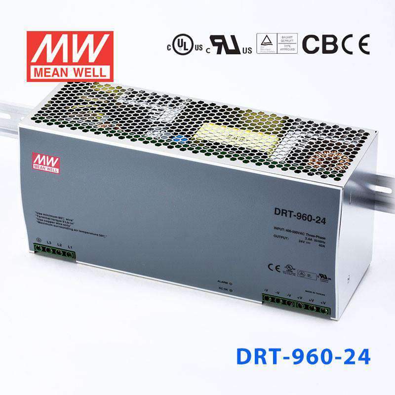Mean Well DRT-960-24 Three Phase Industrial Power Supply 960W 24V - DIN Rail