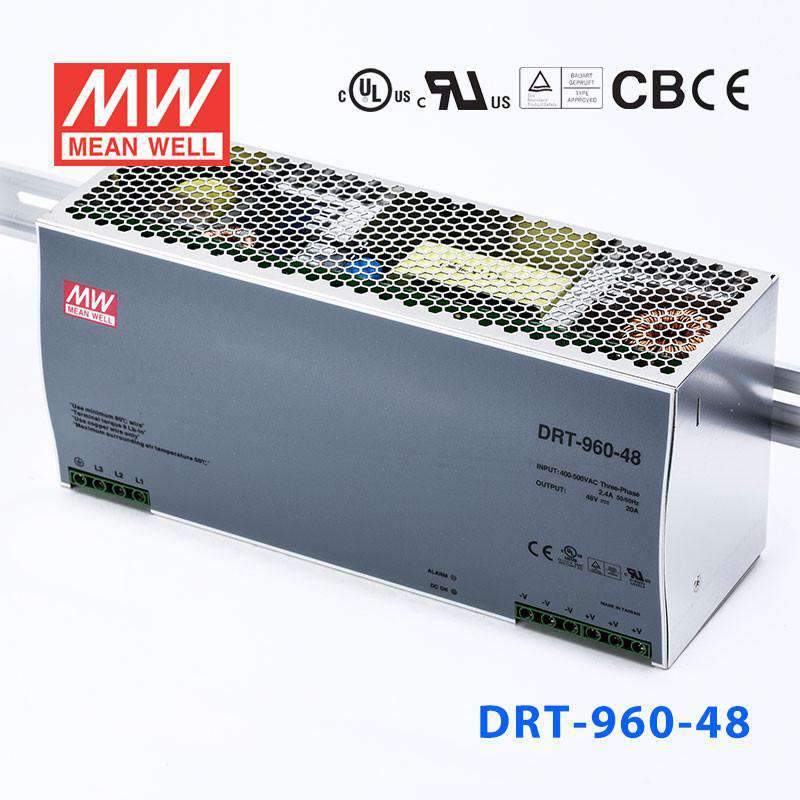 Mean Well DRT-960-48 Three Phase Industrial Power Supply 960W 48V - DIN Rail