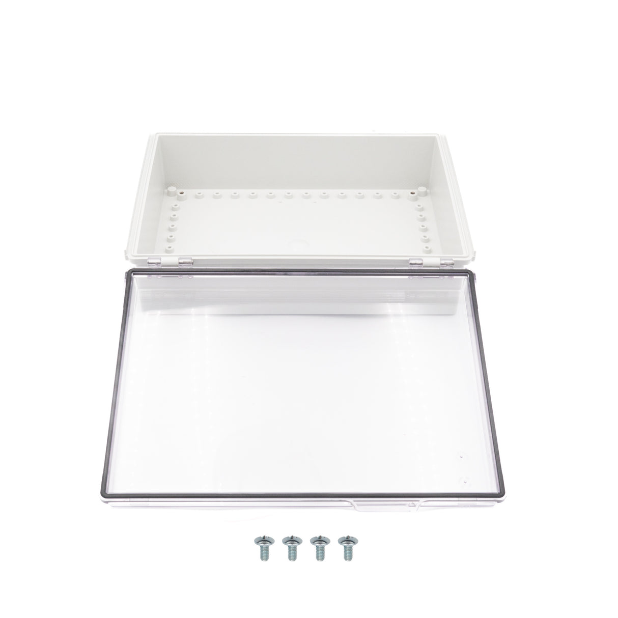 Boxco P-Series 300x400x120mm Plastic Enclosure, IP67, IK08, PC, Transparent Cover, Molded Hinge and Latch Type