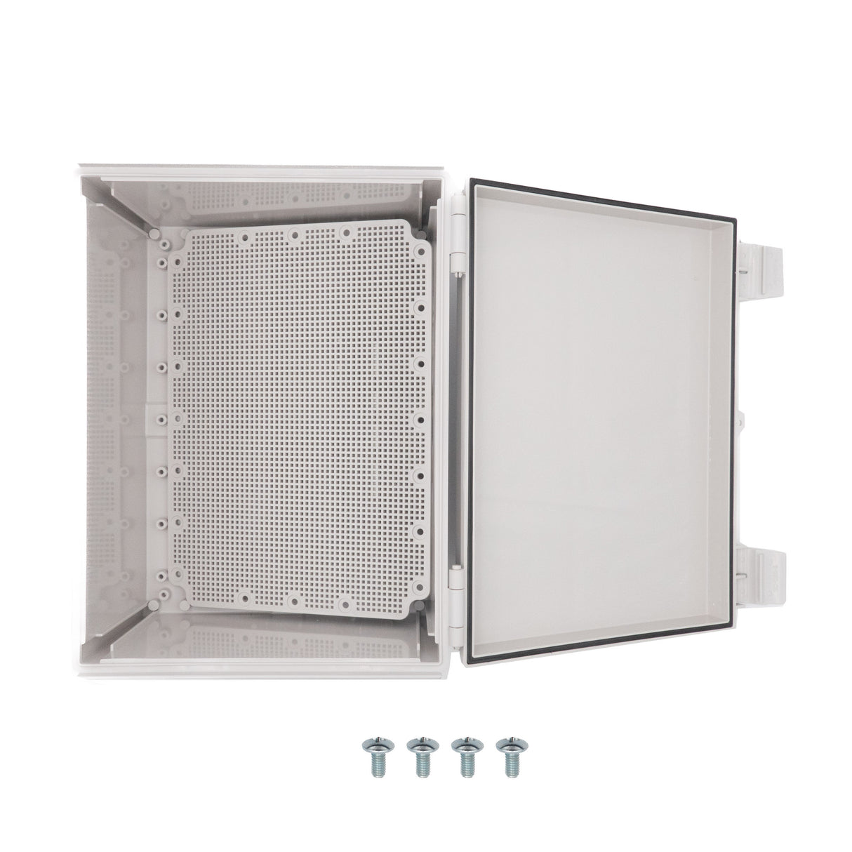 Boxco Q-Series 300*400*180mm Plastic Enclosure, IP67, IK08, ABS, Grey Cover, Hinge Type with Plate - PHOTO 7