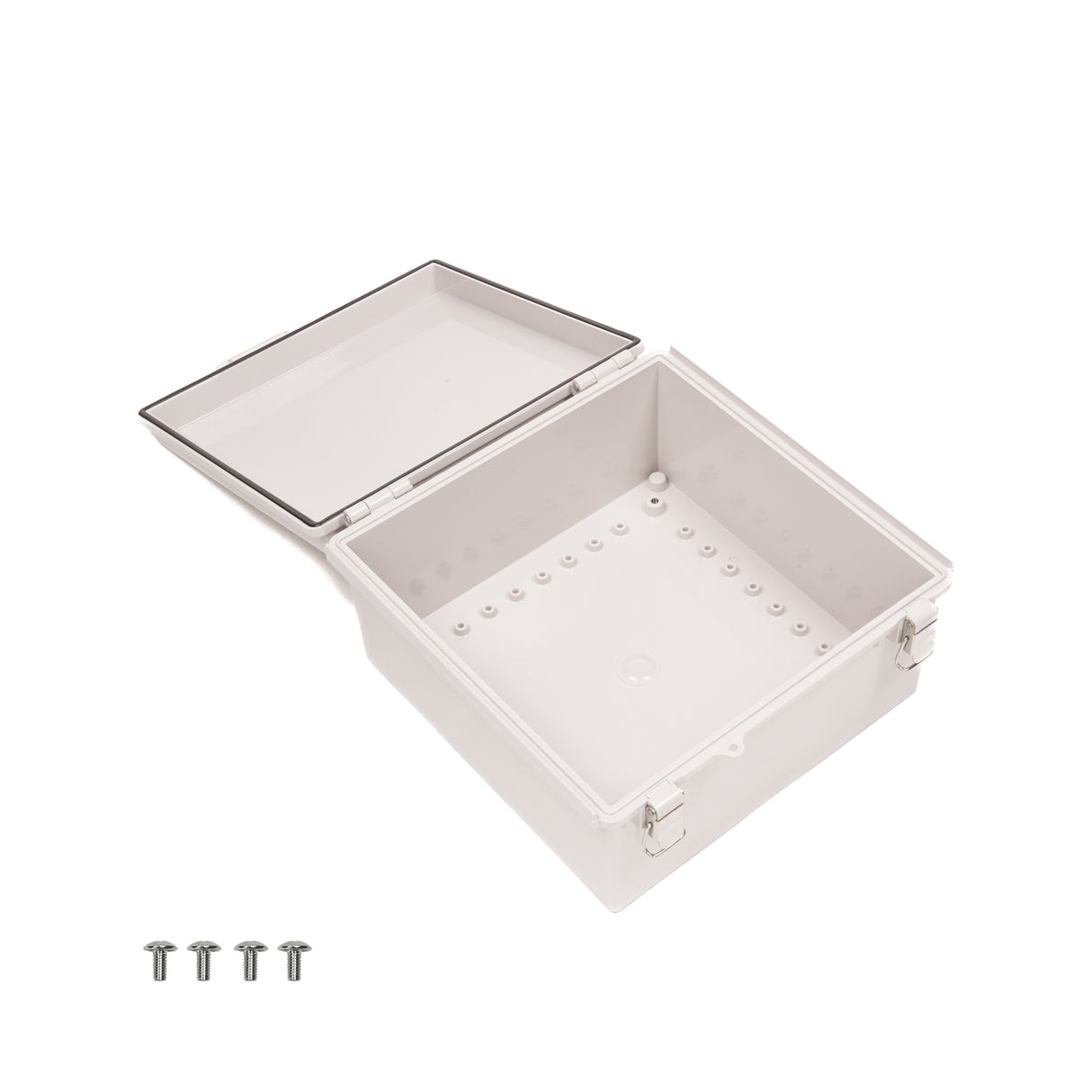Boxco P-Series 300x300x150mm Plastic Enclosure, IP67, IK08, ABS, Grey Cover, Molded Hinge and Latch Type - PHOTO 3