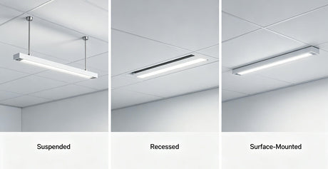 Office Linear Lighting Guide: Suspended vs. Recessed vs. Surface-Mounted