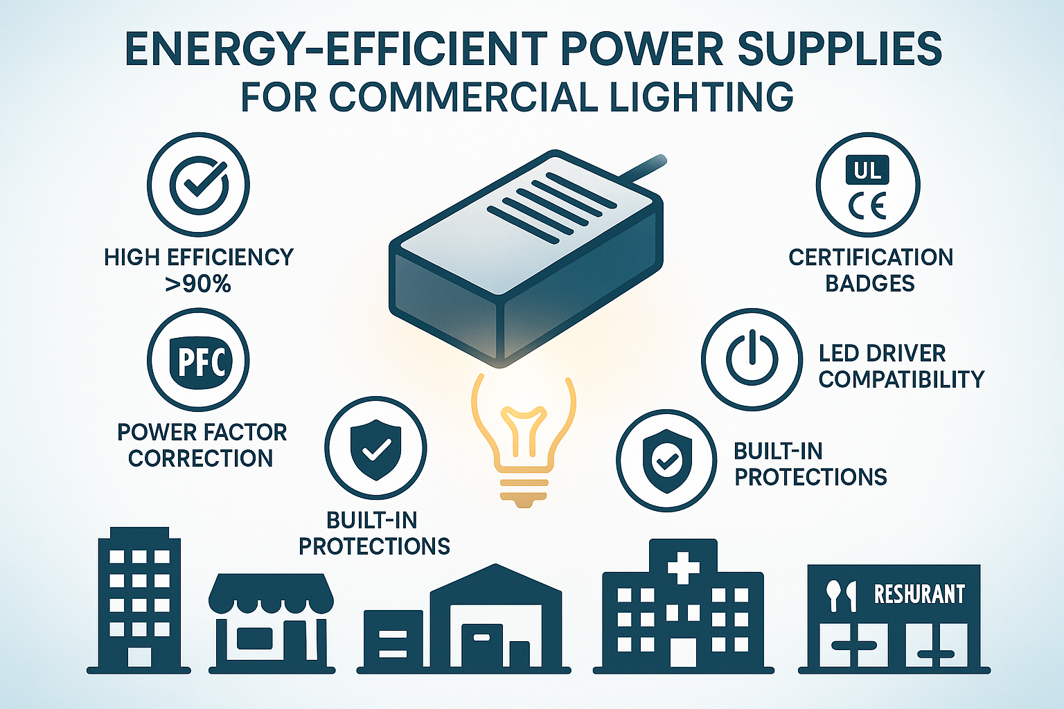 Energy-Efficient Lighting for Commercial Spaces: What to Look for in a Power Supply