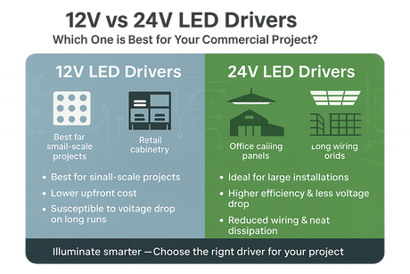 12V vs 24V LED Drivers: Which One Is Best for Your Commercial Project?