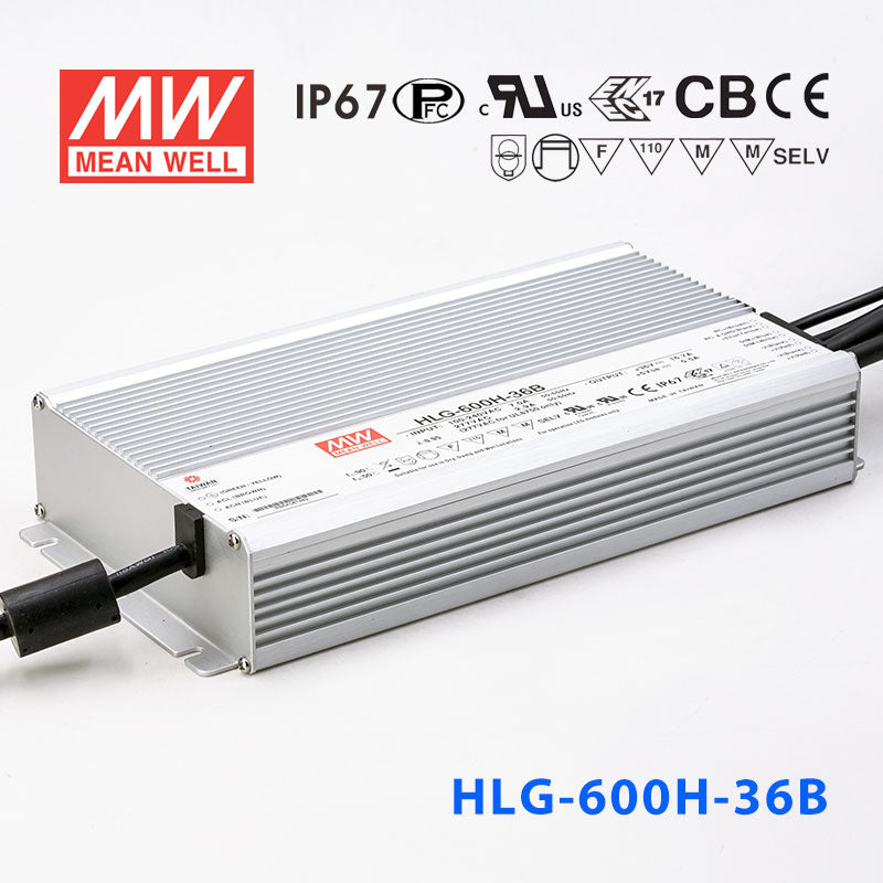 Mean Well HLG-600H-36AB Power Supply 600W 36V - Adjustable and Dimmable