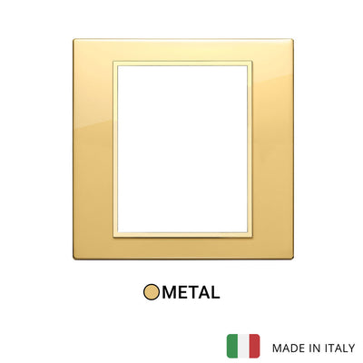 Vimar Eikon Evo Plate 8(4+4)M Aluminium Polished Gold w Gold Frame