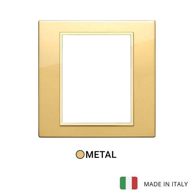Vimar Eikon Evo Plate 8(4+4)M Aluminium Polished Gold w Gold Frame