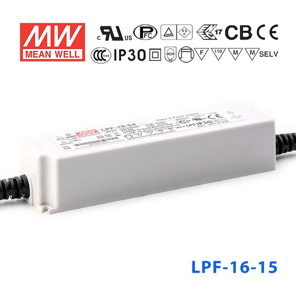 Mean Well LPF-16-15 Power Supply 16W 15V 1.07A