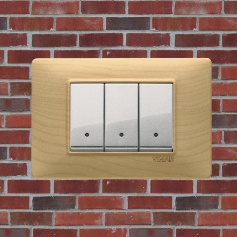 Vimar Plana Wood 3 Gang Switch - Wood Maple - 16A - PHOTO 5