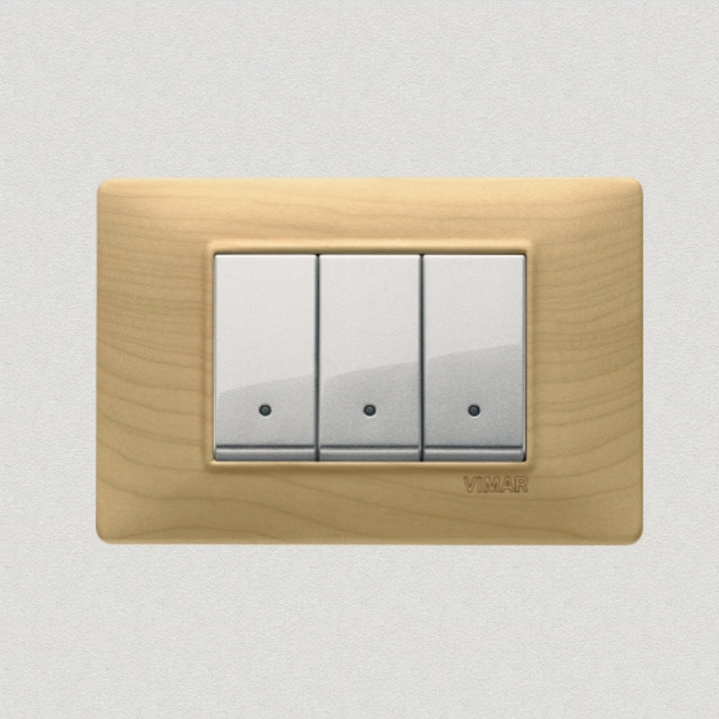 Vimar Plana Wood 3 Gang Switch - Wood Maple - 16A - PHOTO 1