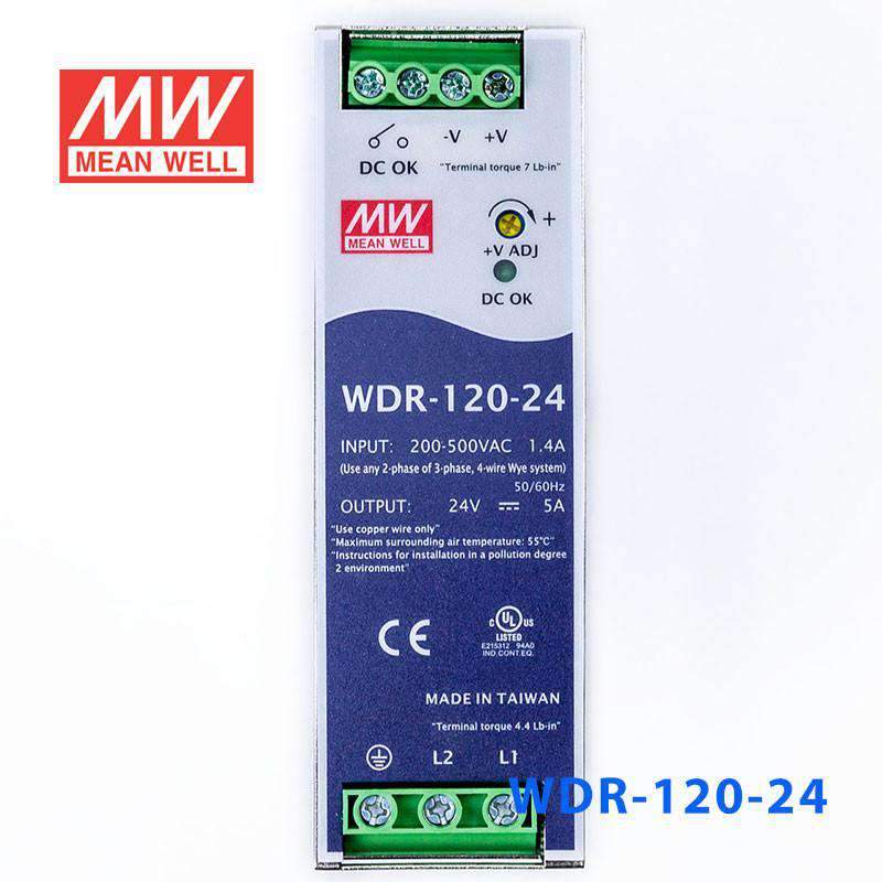 Mean Well WDR-120-24 Single Output Industrial Power Supply 120W 24V 5A - DIN Rail - PHOTO 2