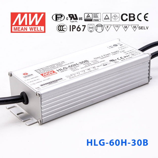 Mean Well HLG-60H-30AB Power Supply 60W 30V - Adjustable and Dimmable 2A