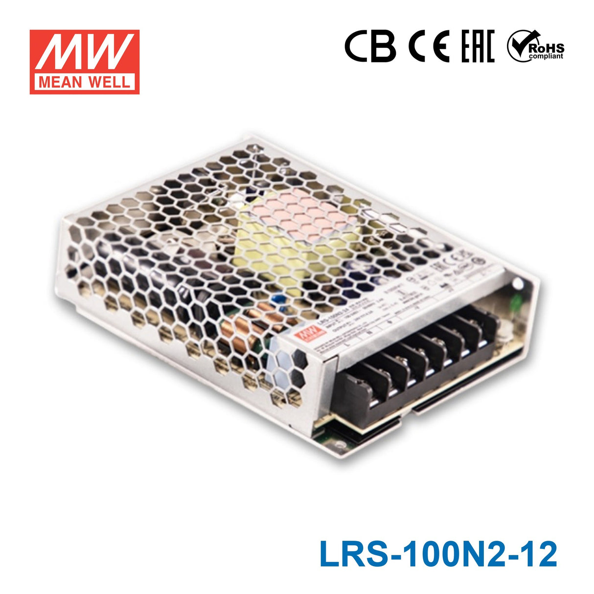 Mean Well LRS-100N2-12 Single Output High Peak Power Supply 102W 12V, 2 Times Peak Power 8.5A