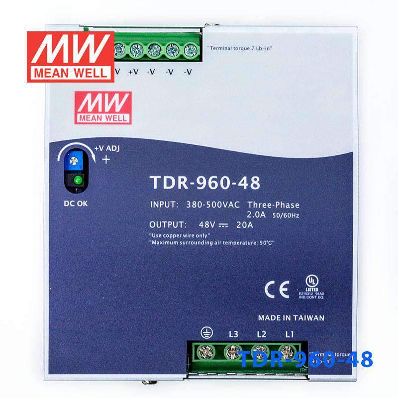Mean Well TDR-960-48 Single Output Industrial Power Supply 960W 48V 20A - DIN Rail - PHOTO 2