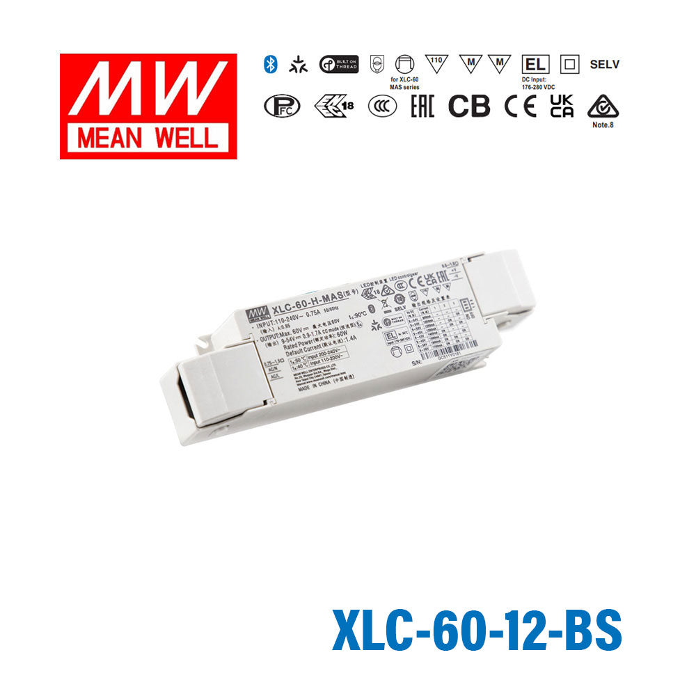 Mean Well XLC-60-12-BS 60W 12V, 3 in 1 Dimming, with Strain-relief