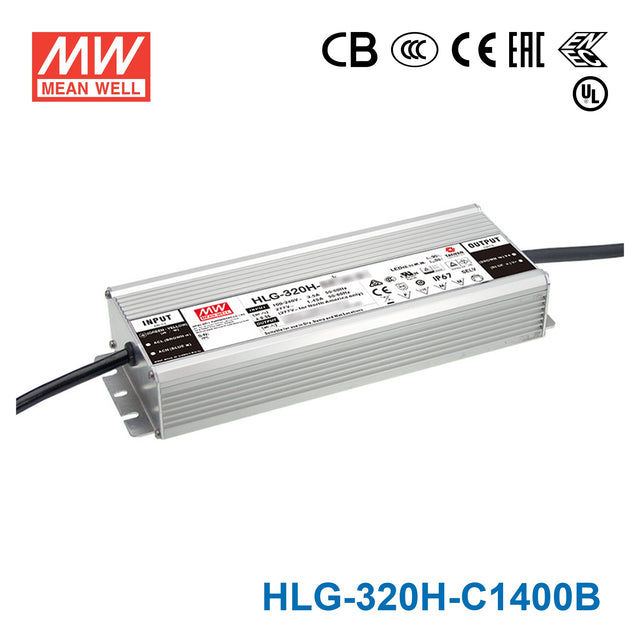 Mean Well HLG-320H-C1400B Power Supply 320.6W 1400mA - Dimmable
