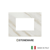 Vimar Eikon Plate 3M Marbl.Stoneware White Calacatta