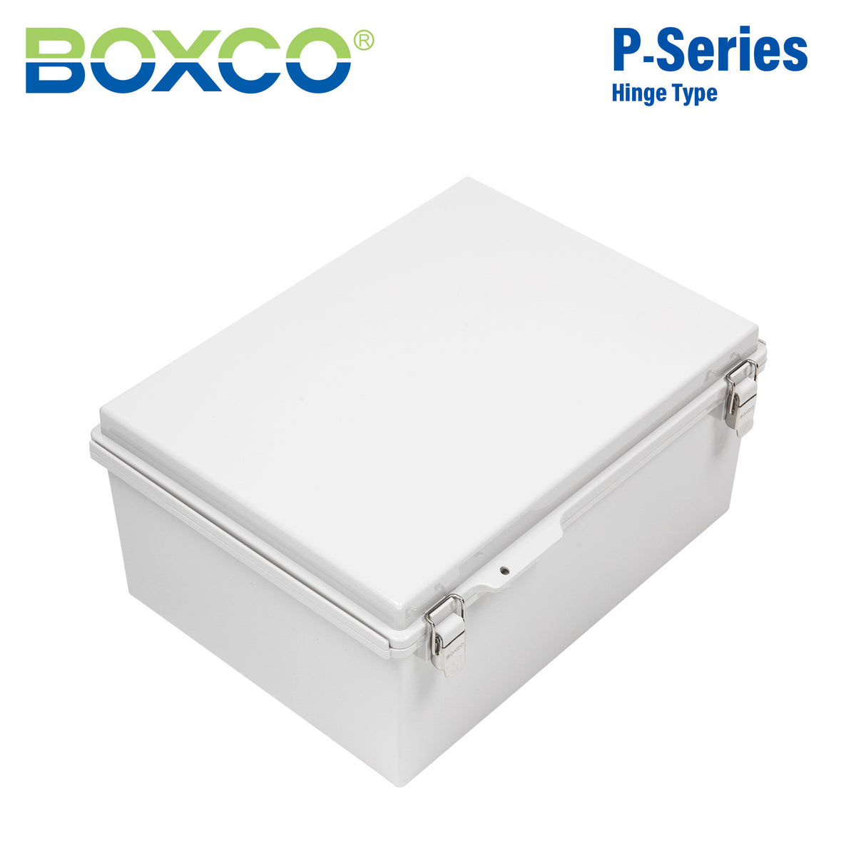 Boxco P-Series 1010x1210x350mm Plastic Enclosure, IP67, IK08, PC, Grey Cover, Molded Hinge and Latch Type