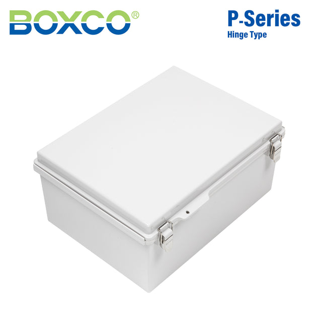 Boxco P-Series 1010x1210x350mm Plastic Enclosure, IP67, IK08, PC, Grey Cover, Molded Hinge and Latch Type