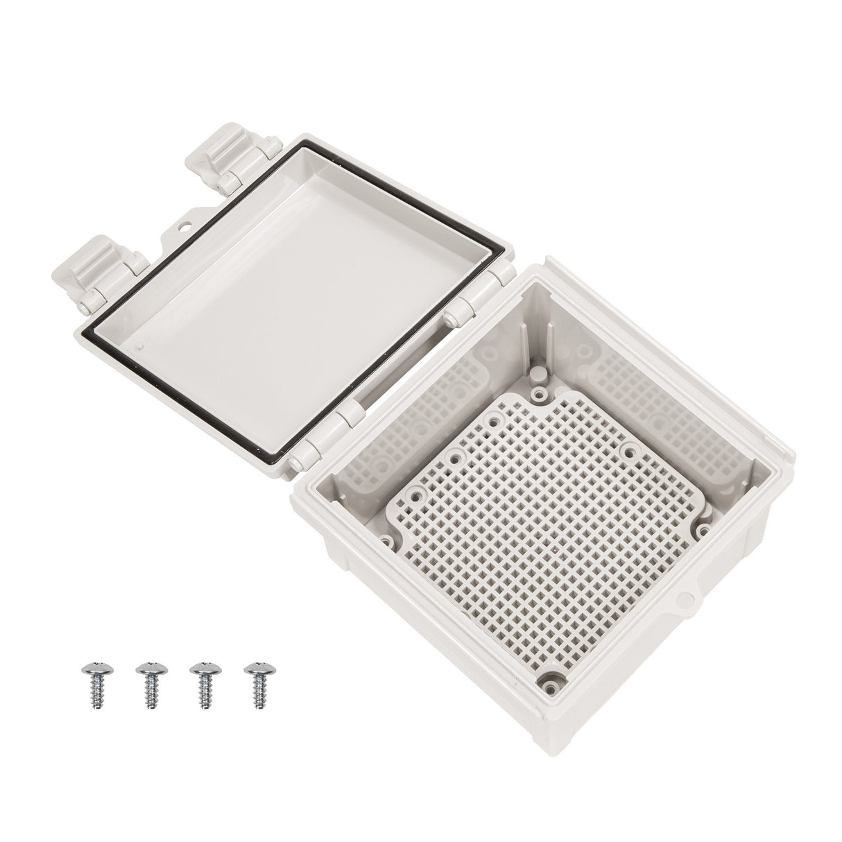 Boxco Q-series 150*150*90mm Plastic Enclosure, IP67, IK08, ABS, Grey Cover, Hinge Type with Plate - PHOTO 3
