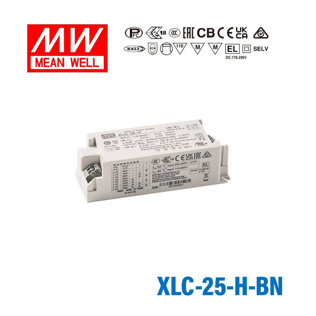 Mean Well XLC-25-H-BN LED Driver 25W 700mA 9~54V Constant Power, 3 in 1 Dimming, NFC Current Setting