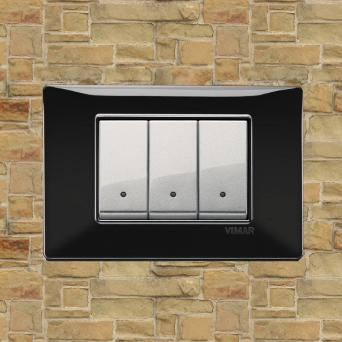 Vimar Plana Plastic 3 Gang Switch - Black - 16A - PHOTO 14