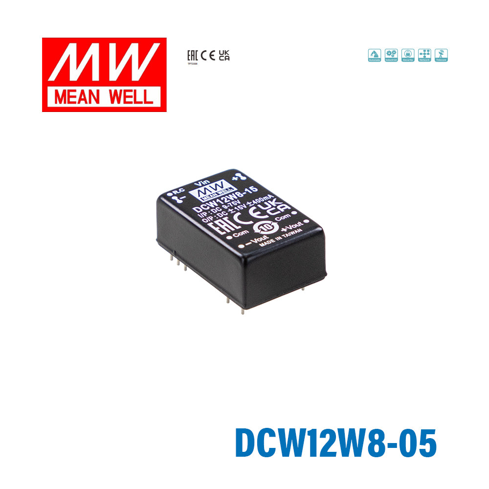 Mean Well DCW12W8-05 DC-DC Converter - 12W 9~75V DC in ±5V out 10mA